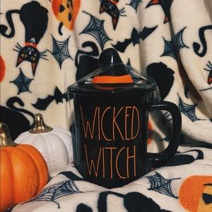 Rae Dunn black wicked witch mug with topper